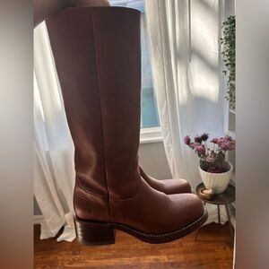 Frye Brown Leather Combat Boots